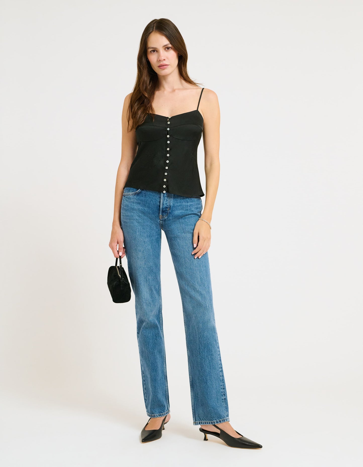 black jacquard cami top