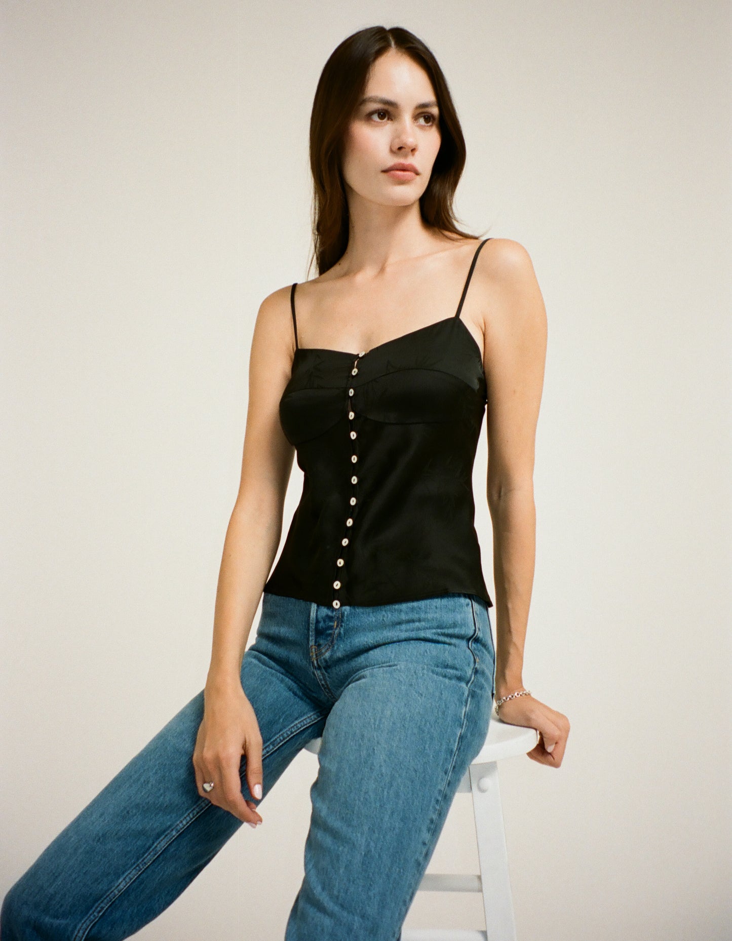 black jacquard cami top