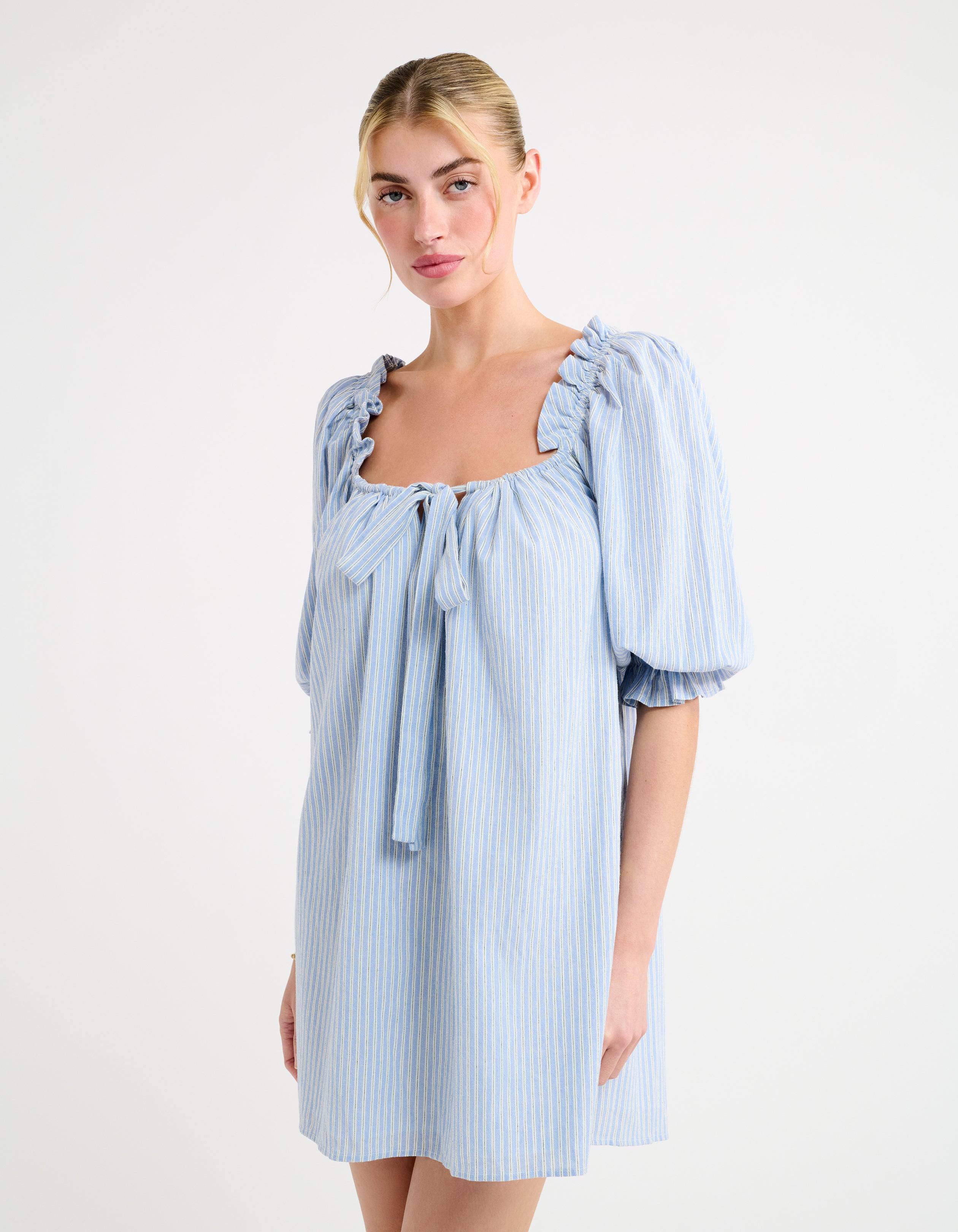 Women's Cotton Darling Mini Dress in Laguna Stripe | Shop Rumored