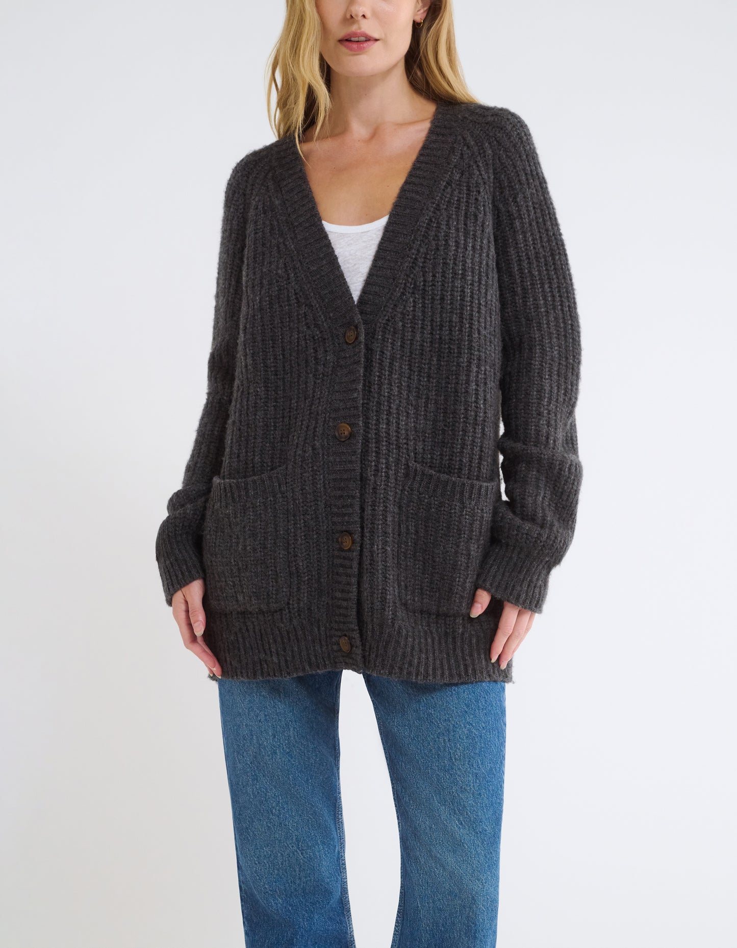 Fisherman Cardigan | Charcoal Heather Gray