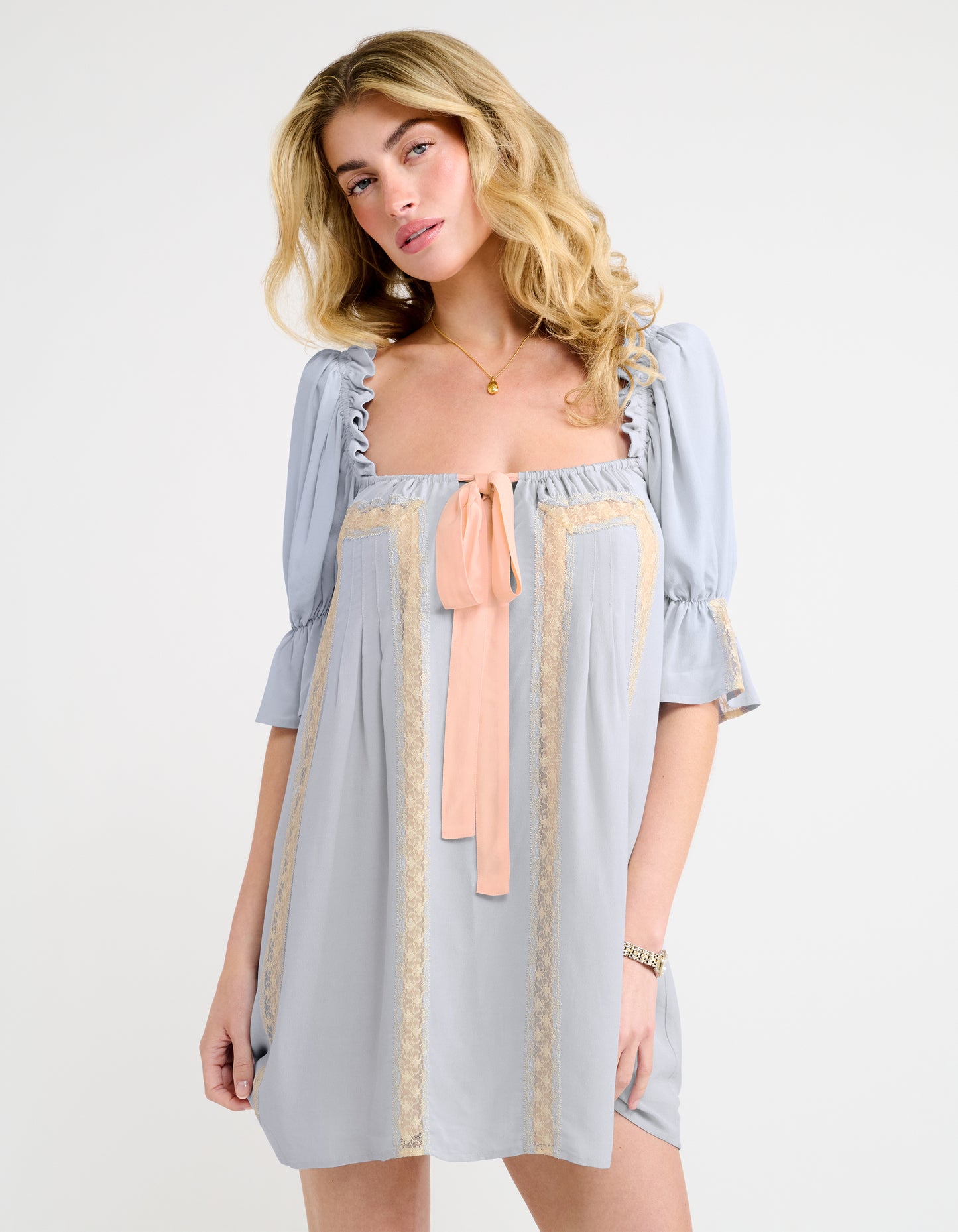 Cream lace detailing in front