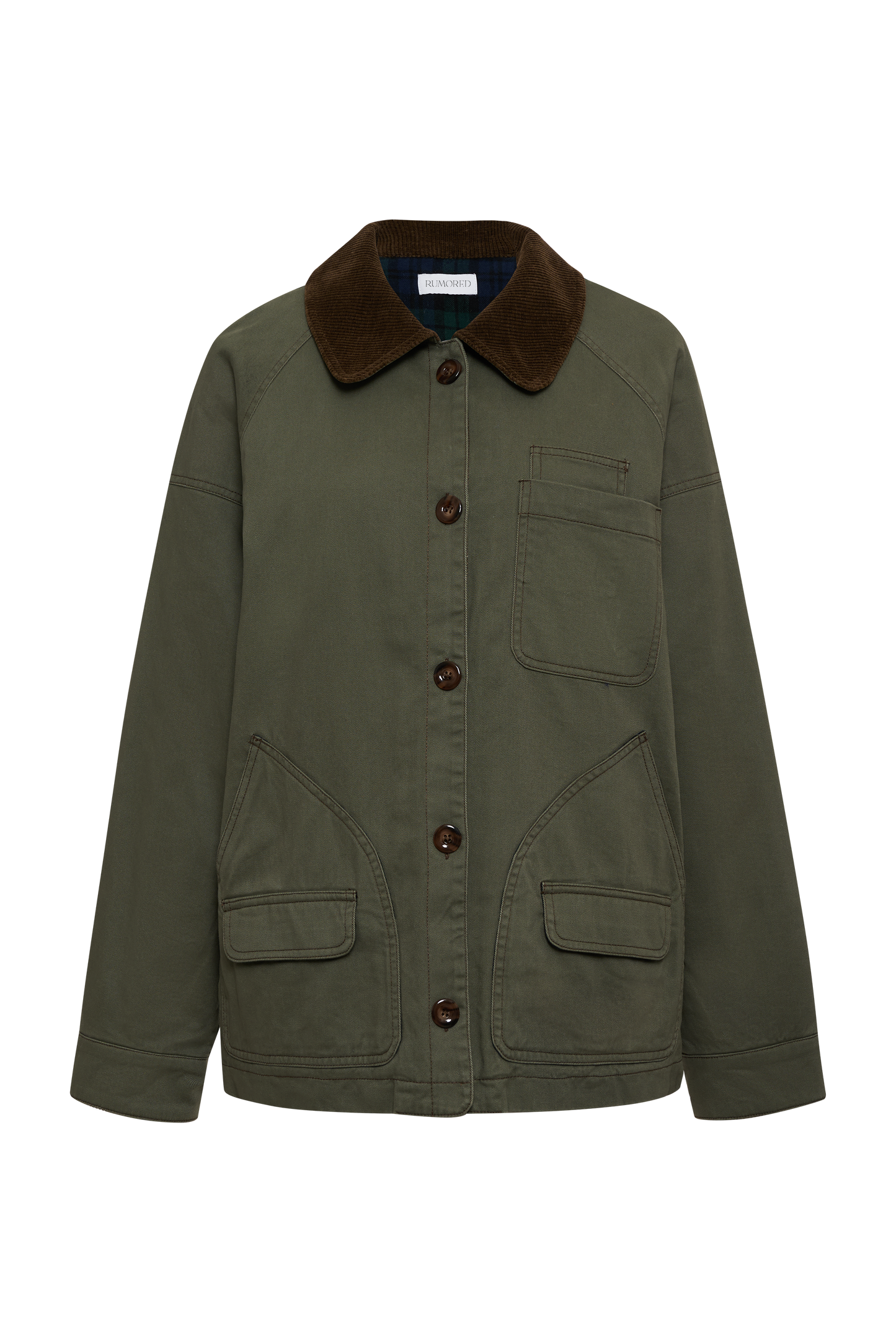 Homestead Barn Jacket with corduroy collar and sleeve trim - flat