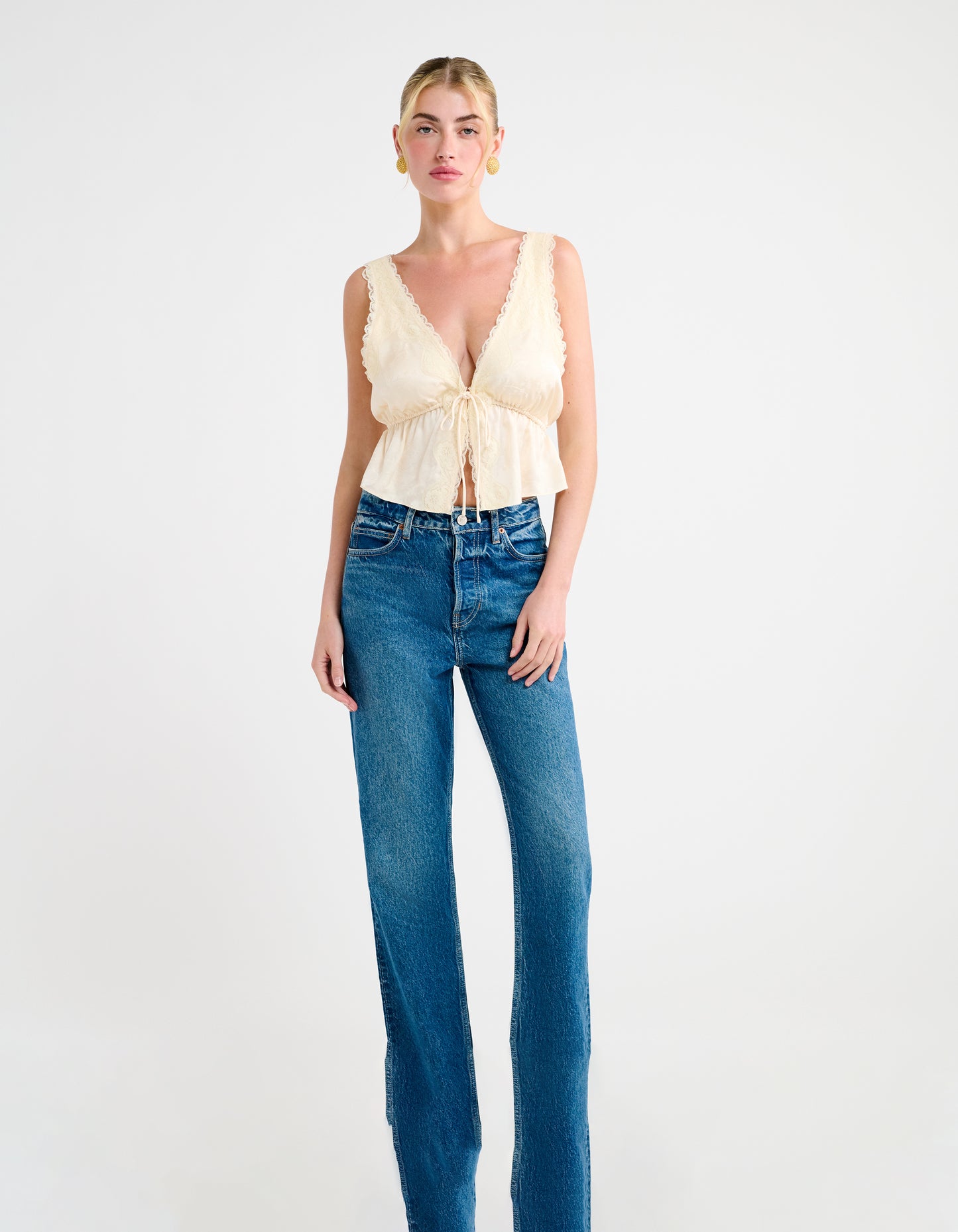 Lady Lace Top | Ivory Jacquard