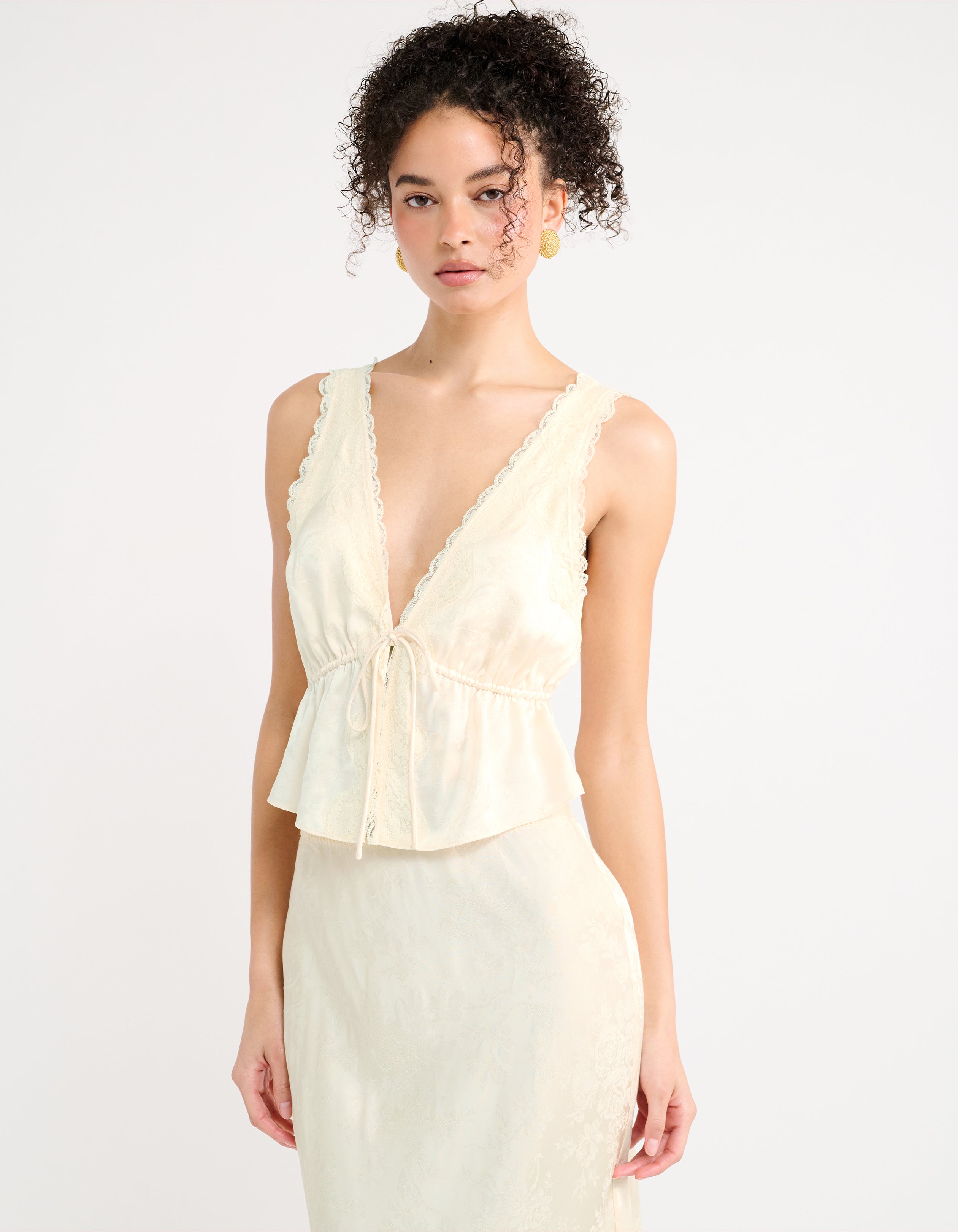 Lady Lace Top | Ivory Jacquard – Rumored