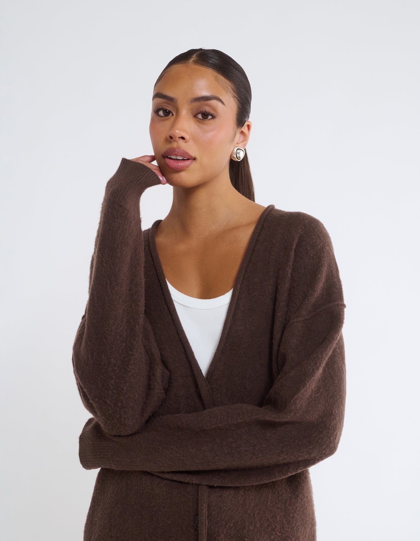 Longline Cardigan | Espresso