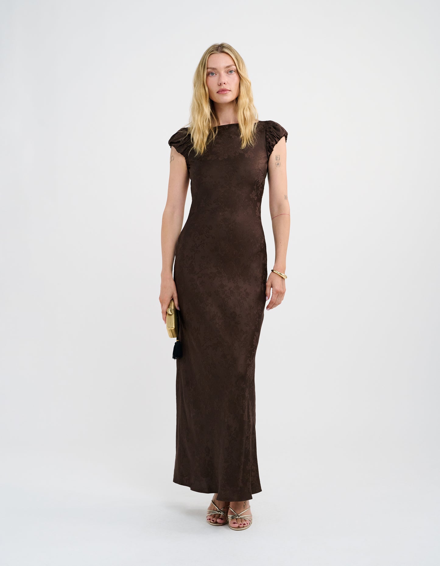 Moonlit Maxi Dress | Espresso Jacquard