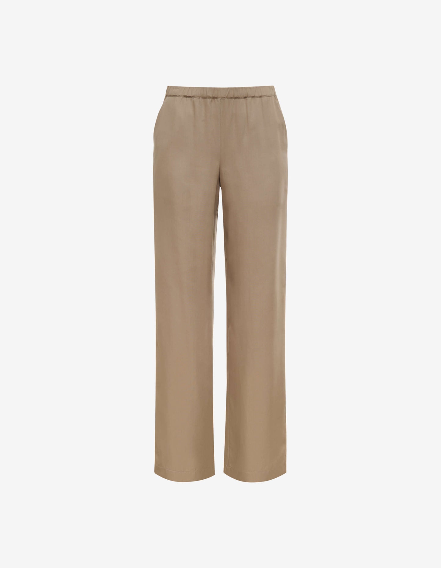 Elastic Waistband, Mid riseTaupe Pants with Side pockets