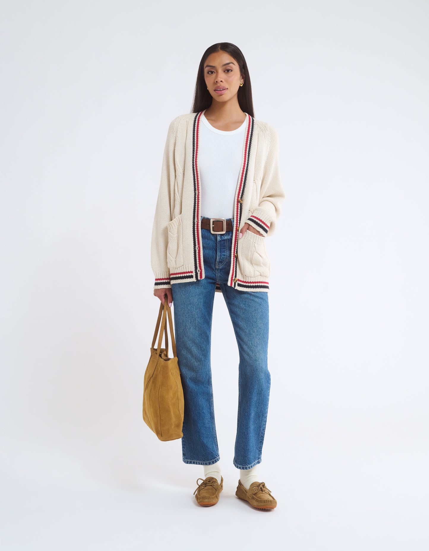 Scholar Cardigan | Cream Stripe