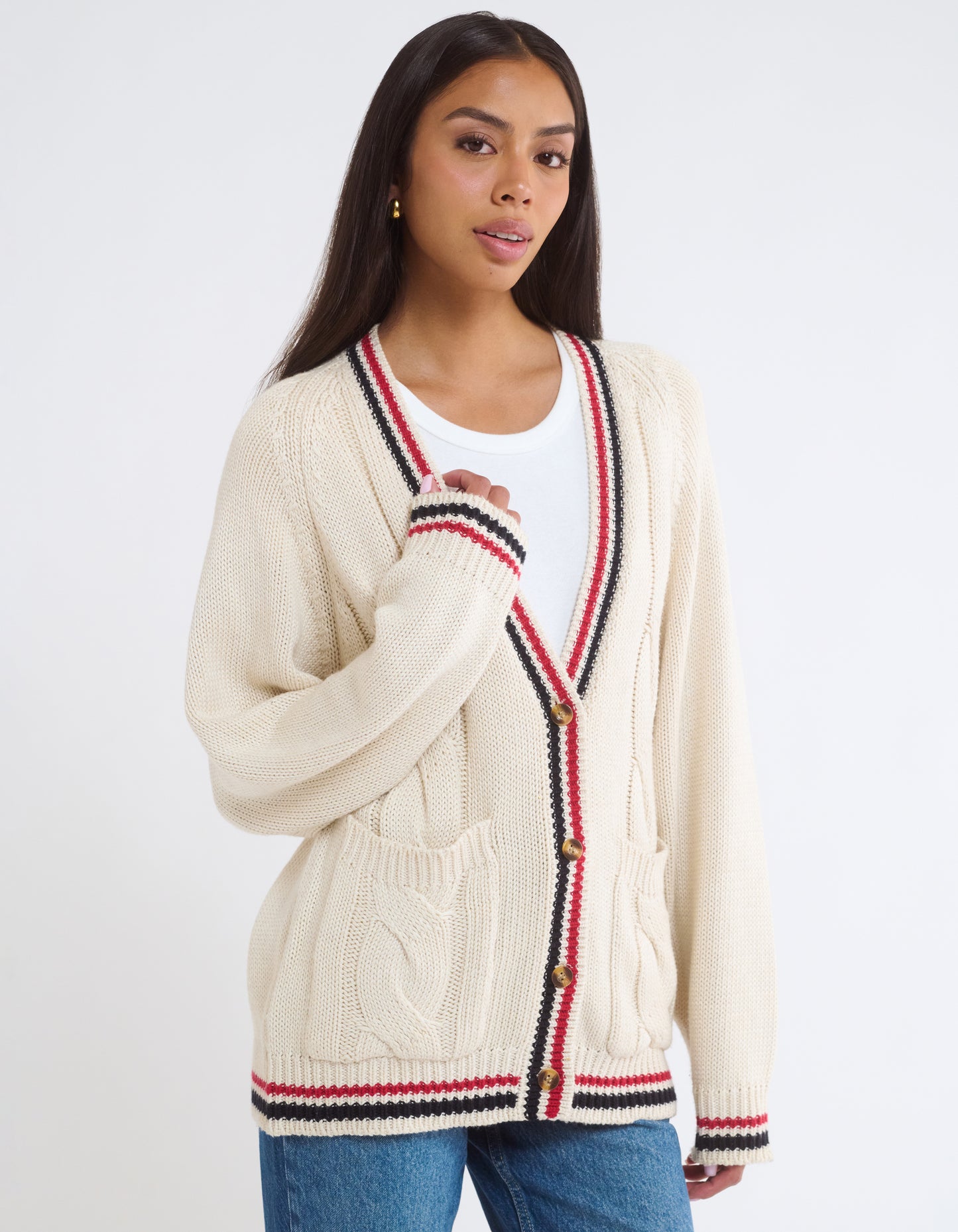 Scholar Cardigan | Cream Stripe