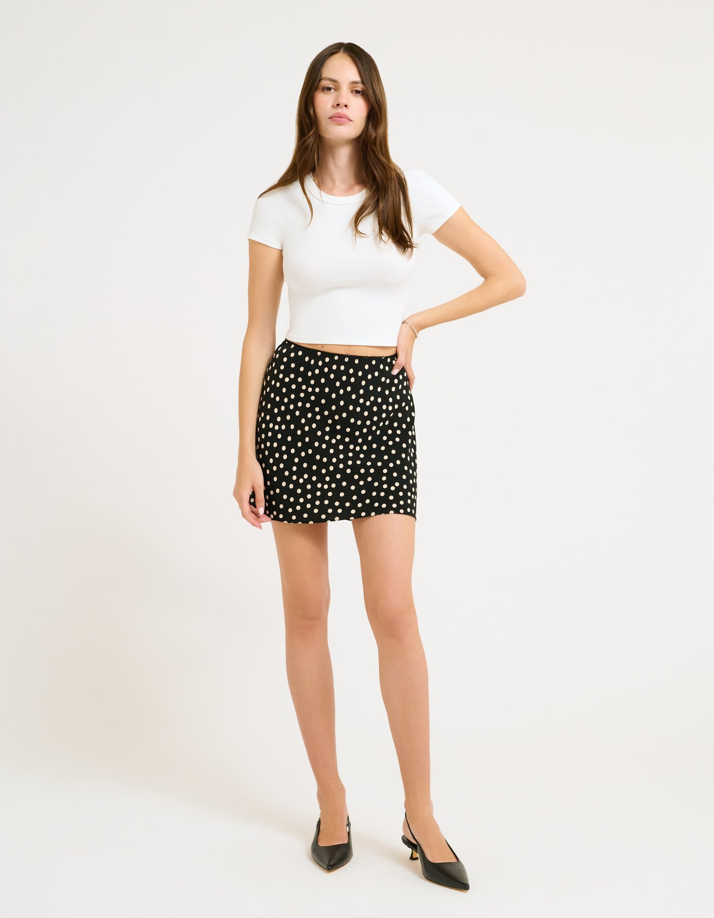 Silhouette Mini Skirt | Black Ditsy Dot