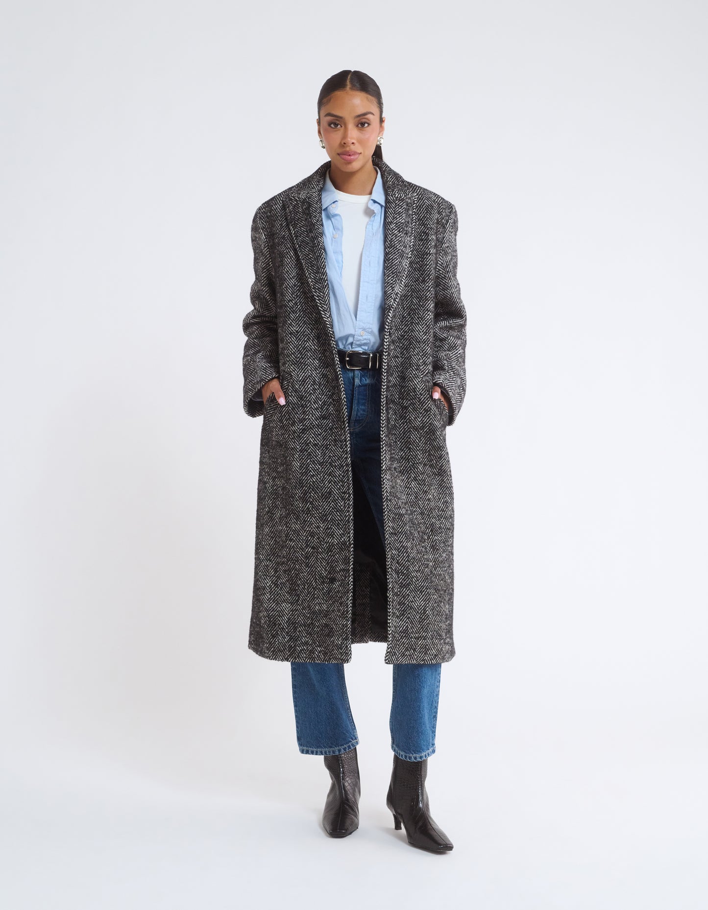 Sinatra Coat | Black Herringbone