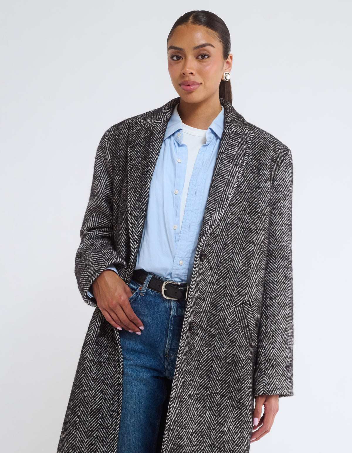Sinatra Coat | Black Herringbone