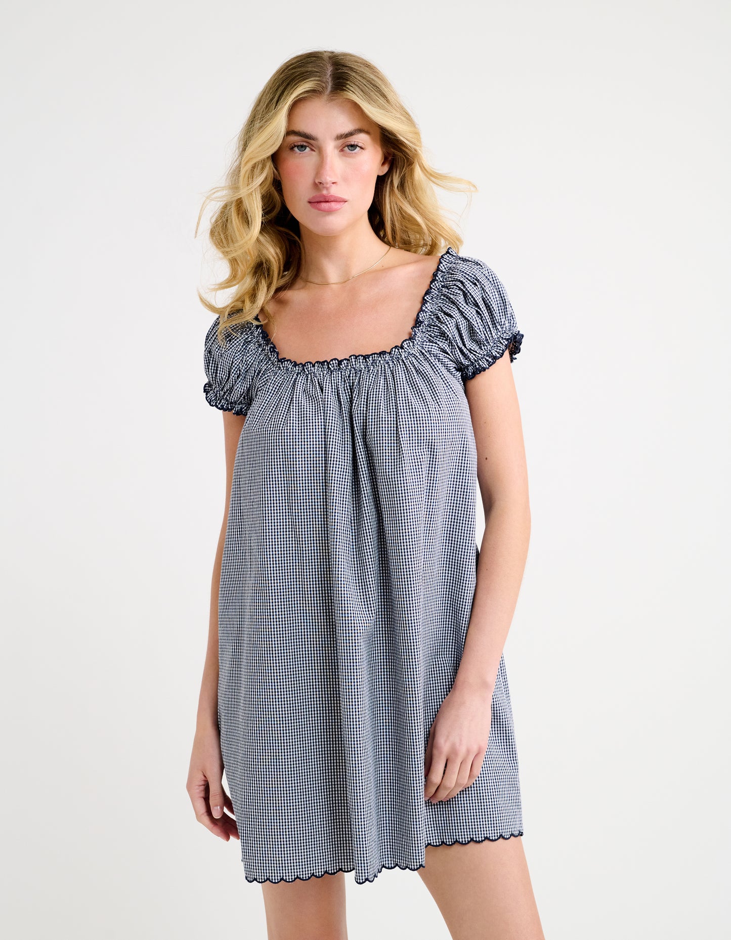 Slowtide Mini Dress | Navy Gingham