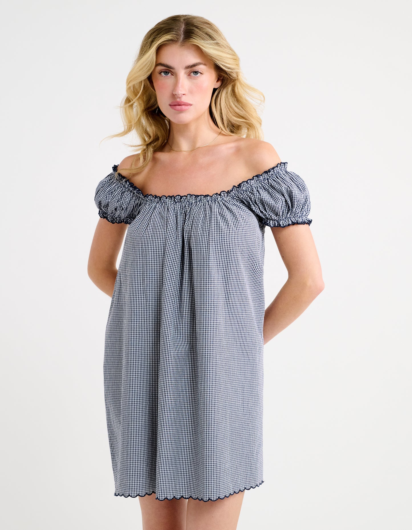 Slowtide Mini Dress | Navy Gingham