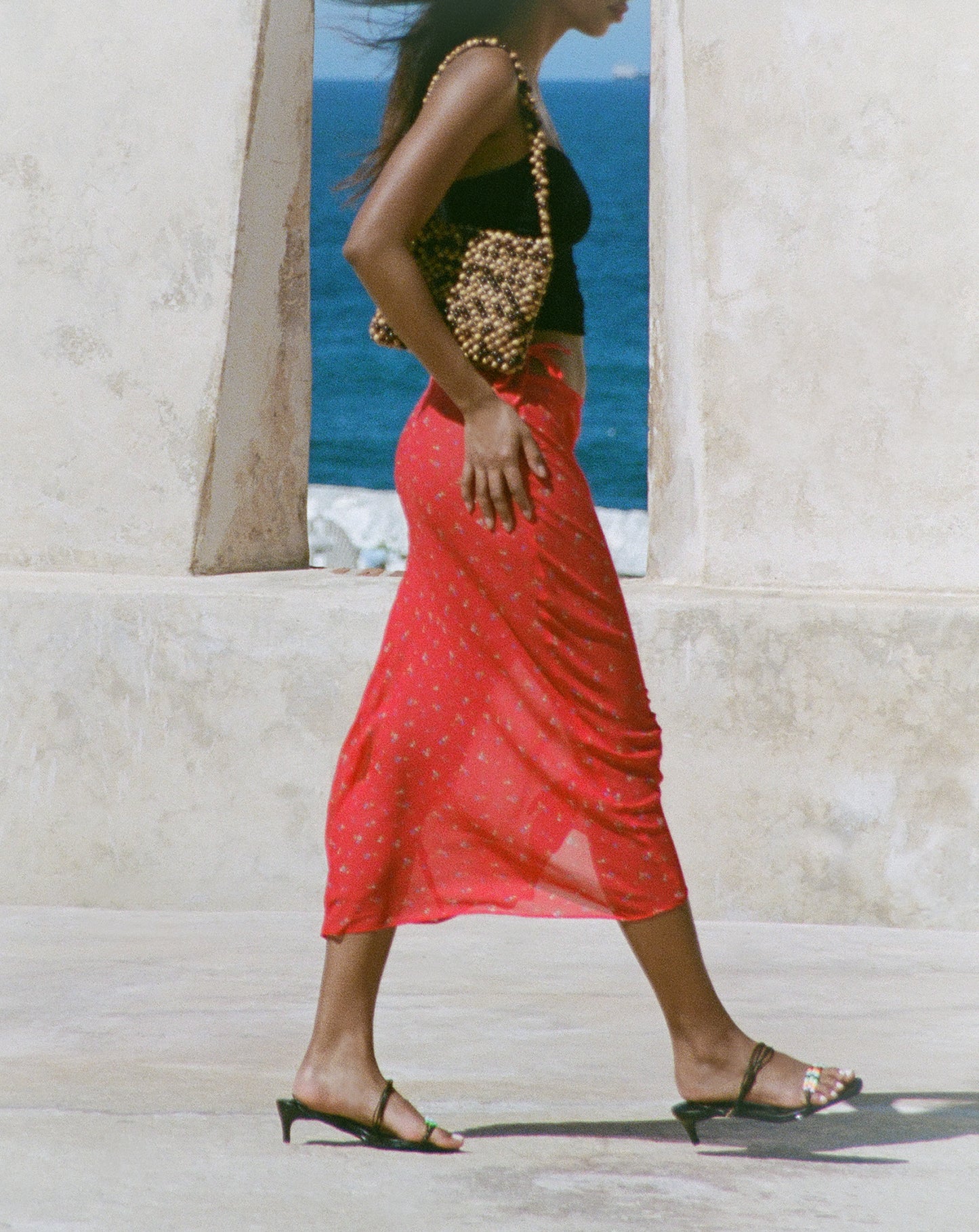 Stroll Midi Skirt | Coral Meadow