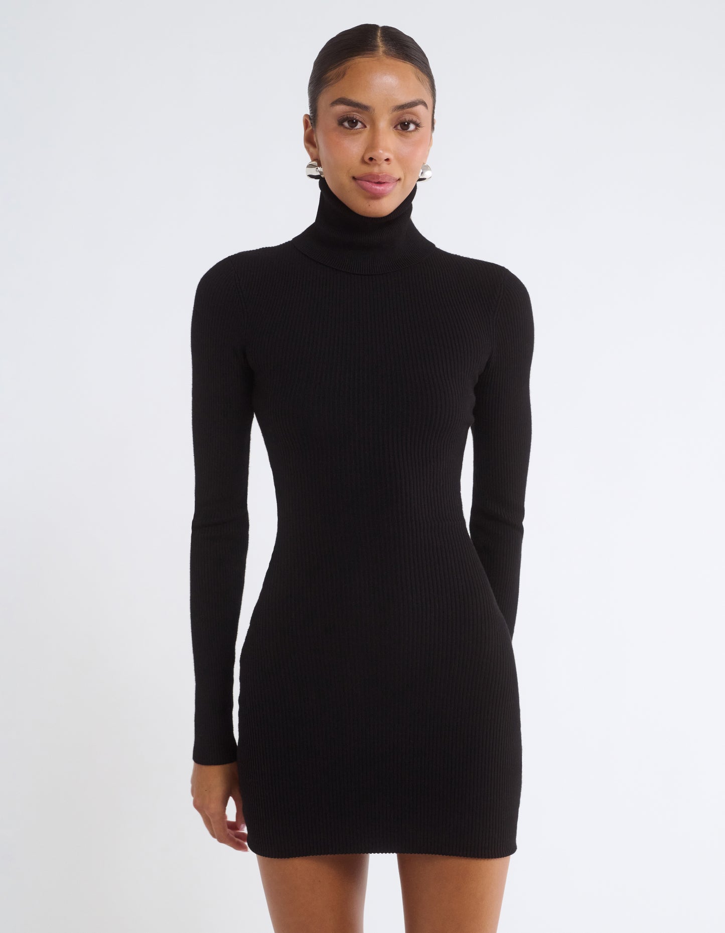 Turtleneck Mini Dress | Black