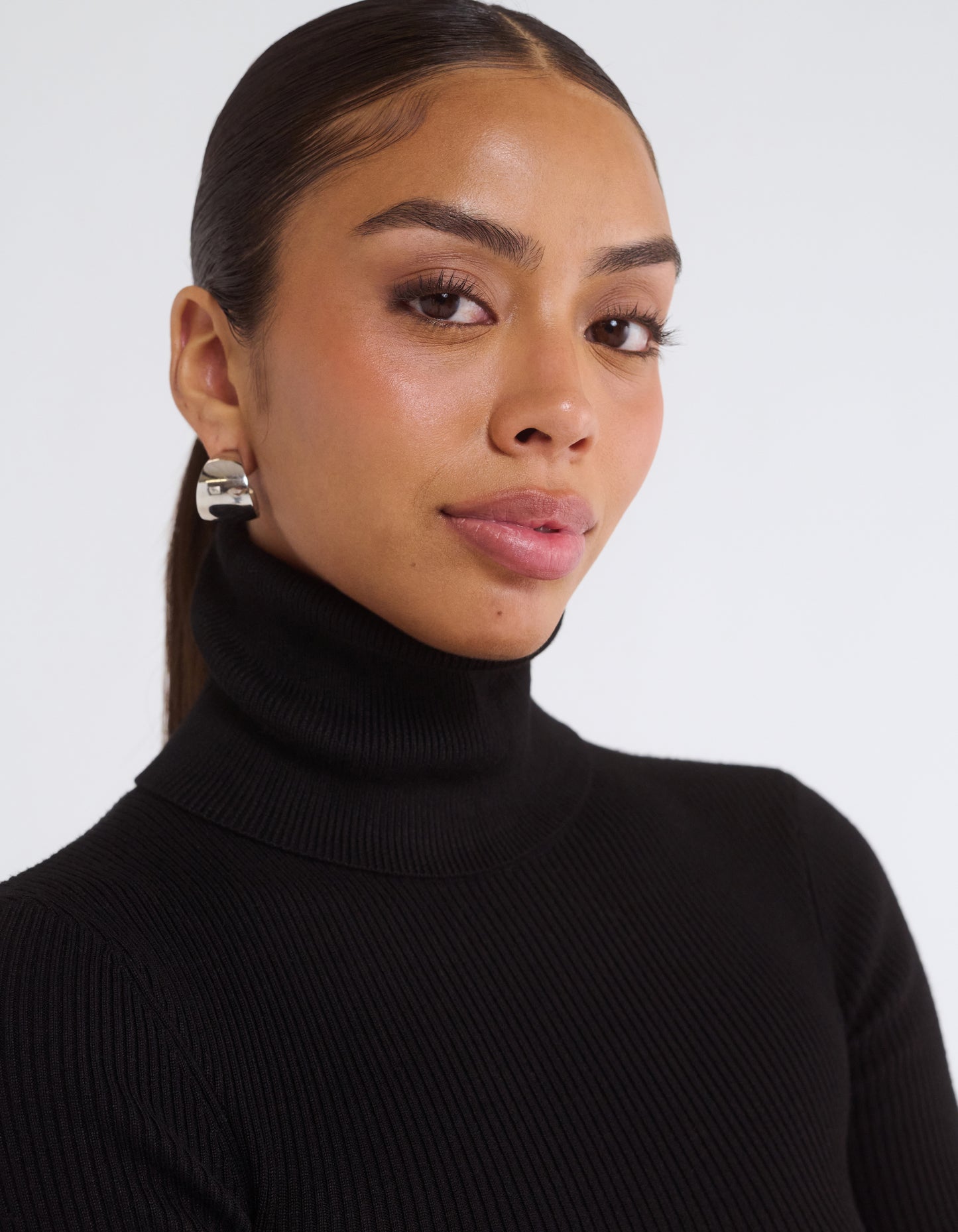 Turtleneck Mini Dress | Black