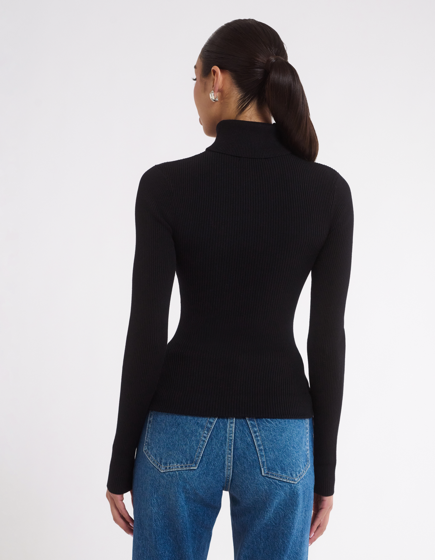 Long Sleeve Turtleneck Top in Black