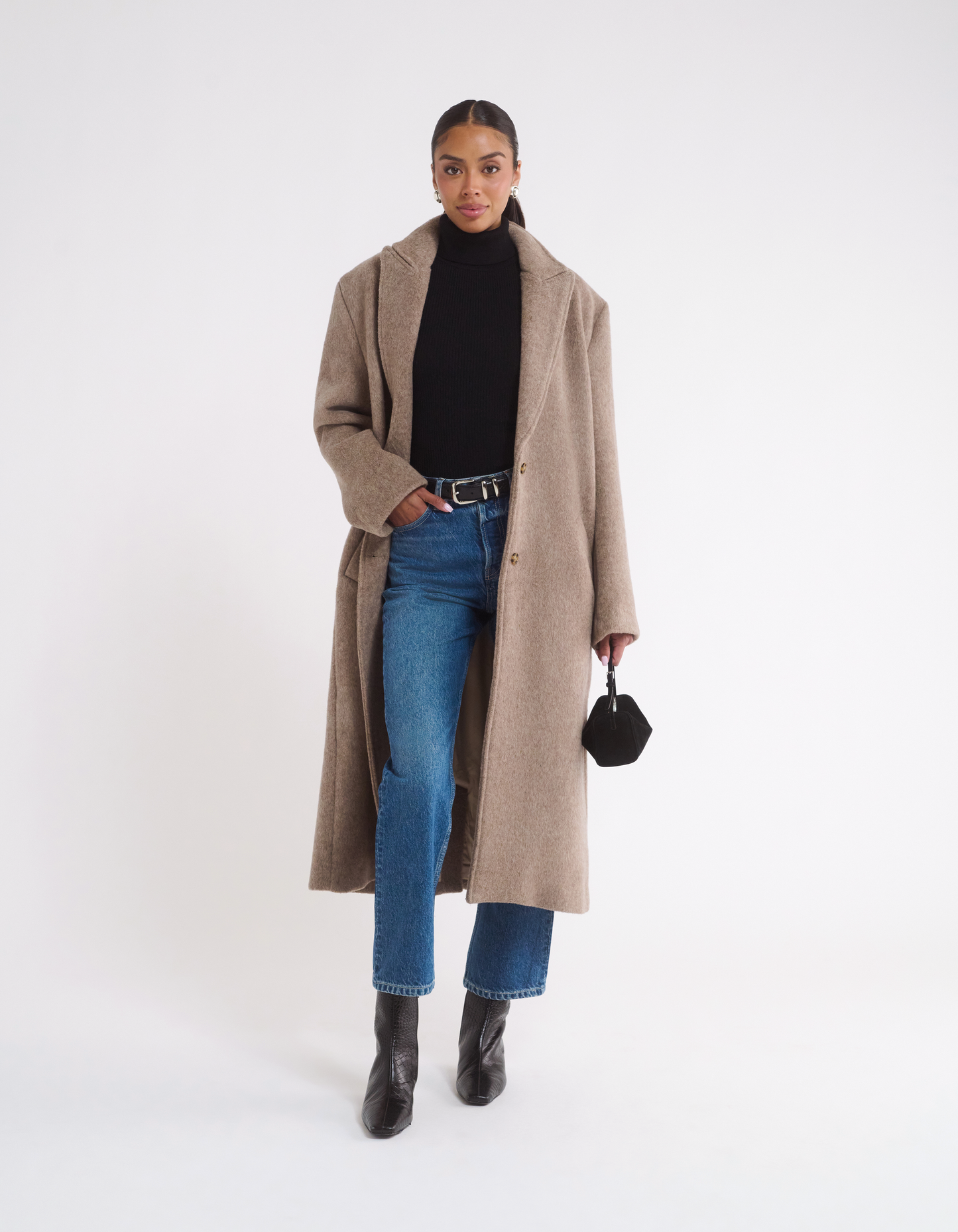 Long Sleeve Turtleneck Top in Black