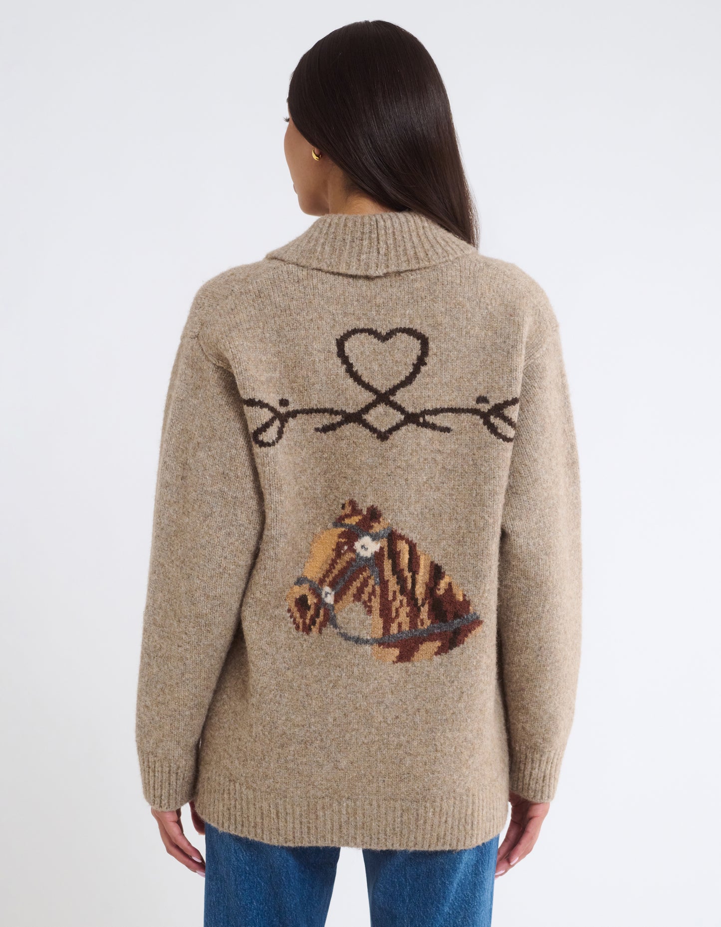 Back of Cardigan with Horse Head Design