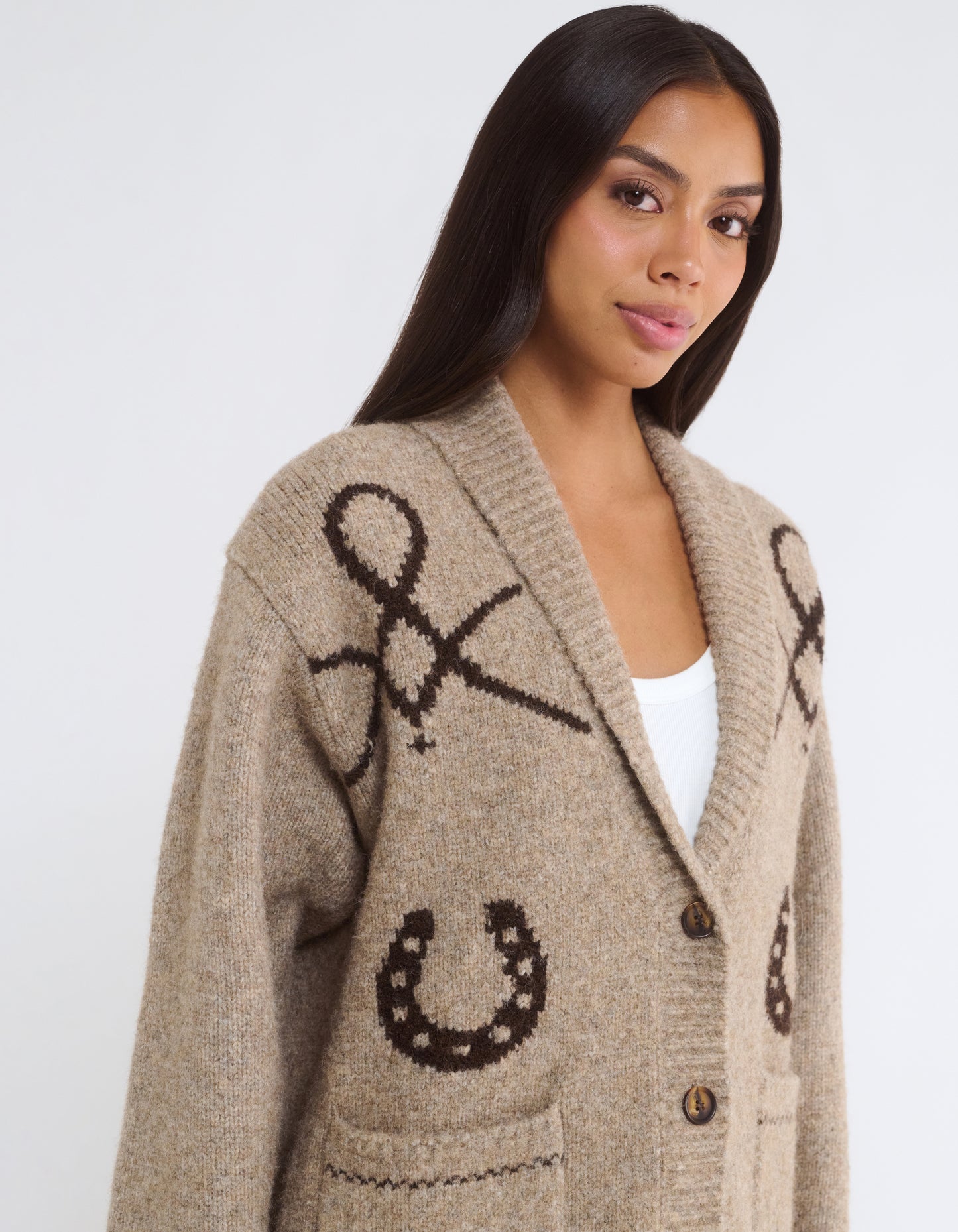 Cardigan with Horse Shoe knit design