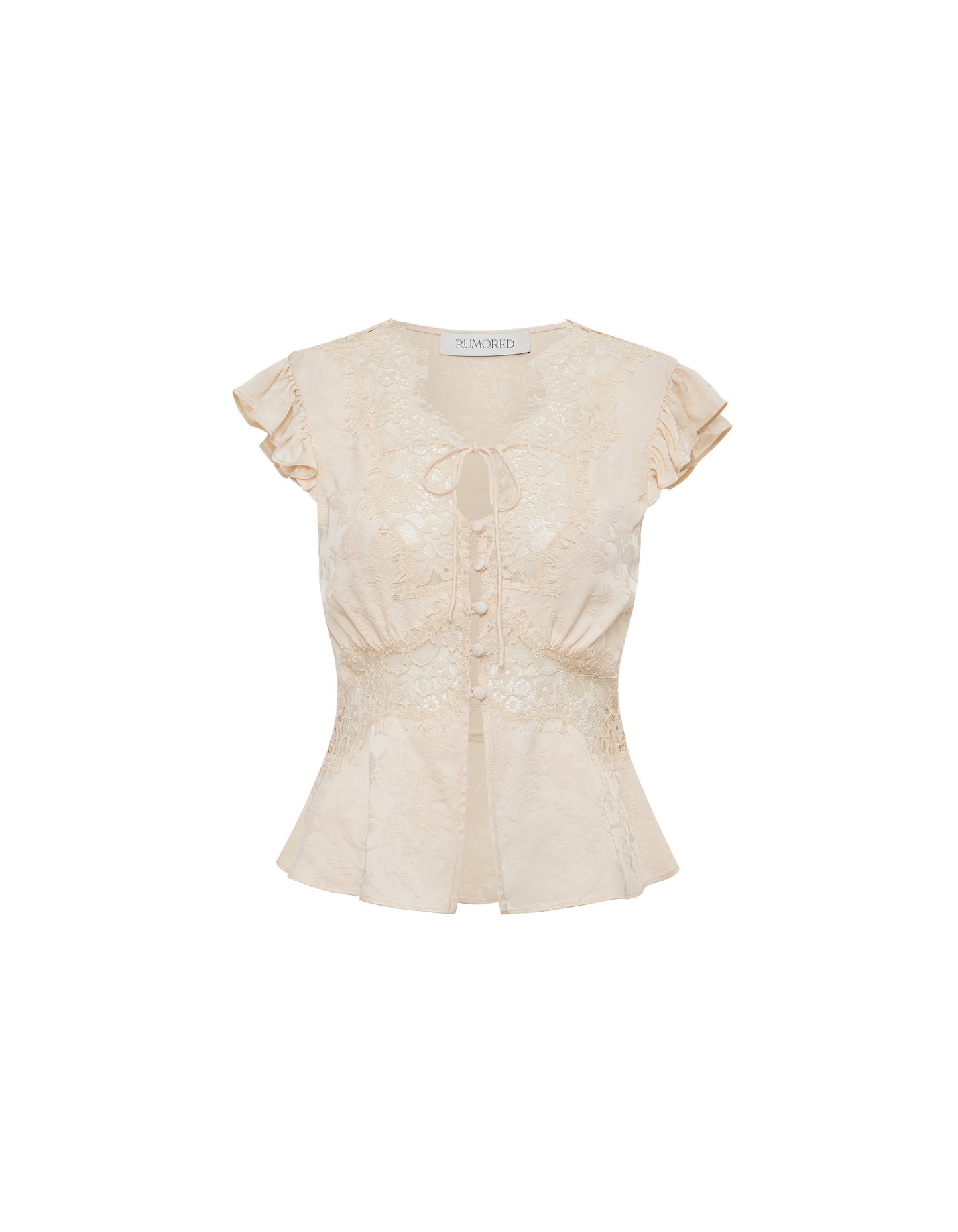 Wisteria Lace Blouse Top in Ivory Jacquard