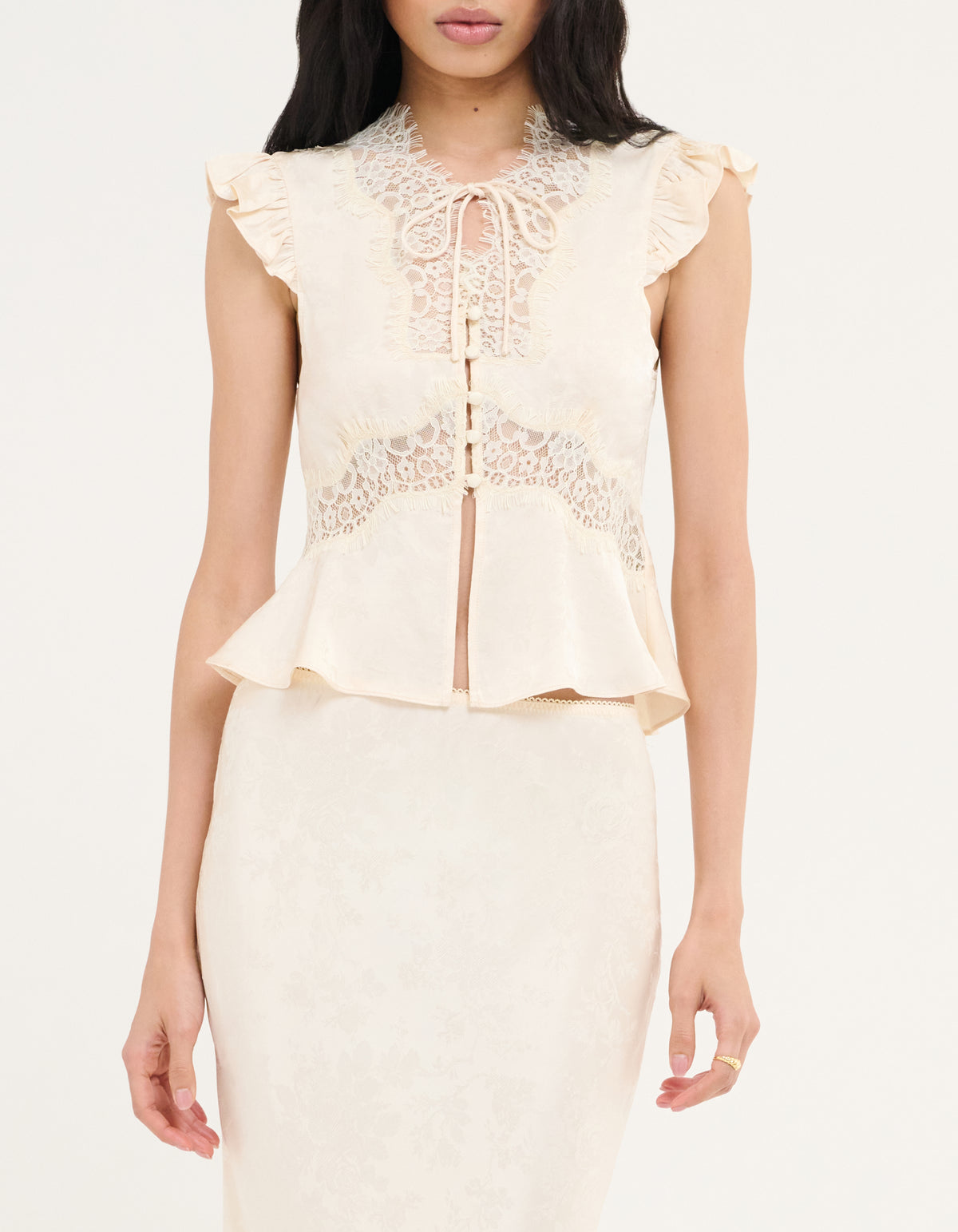 Wisteria Top | Ivory Jacquard