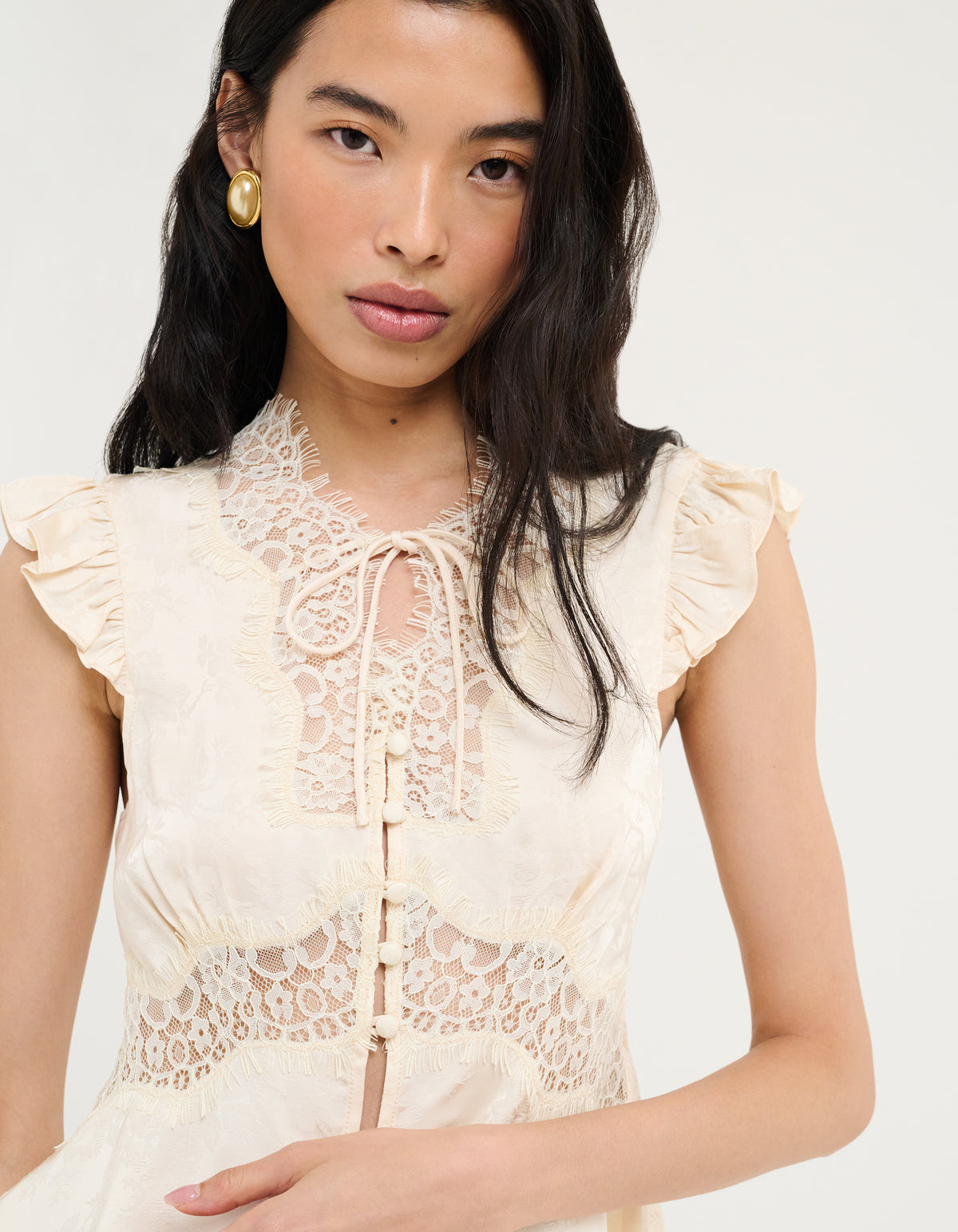 Wisteria Top | Ivory Jacquard
