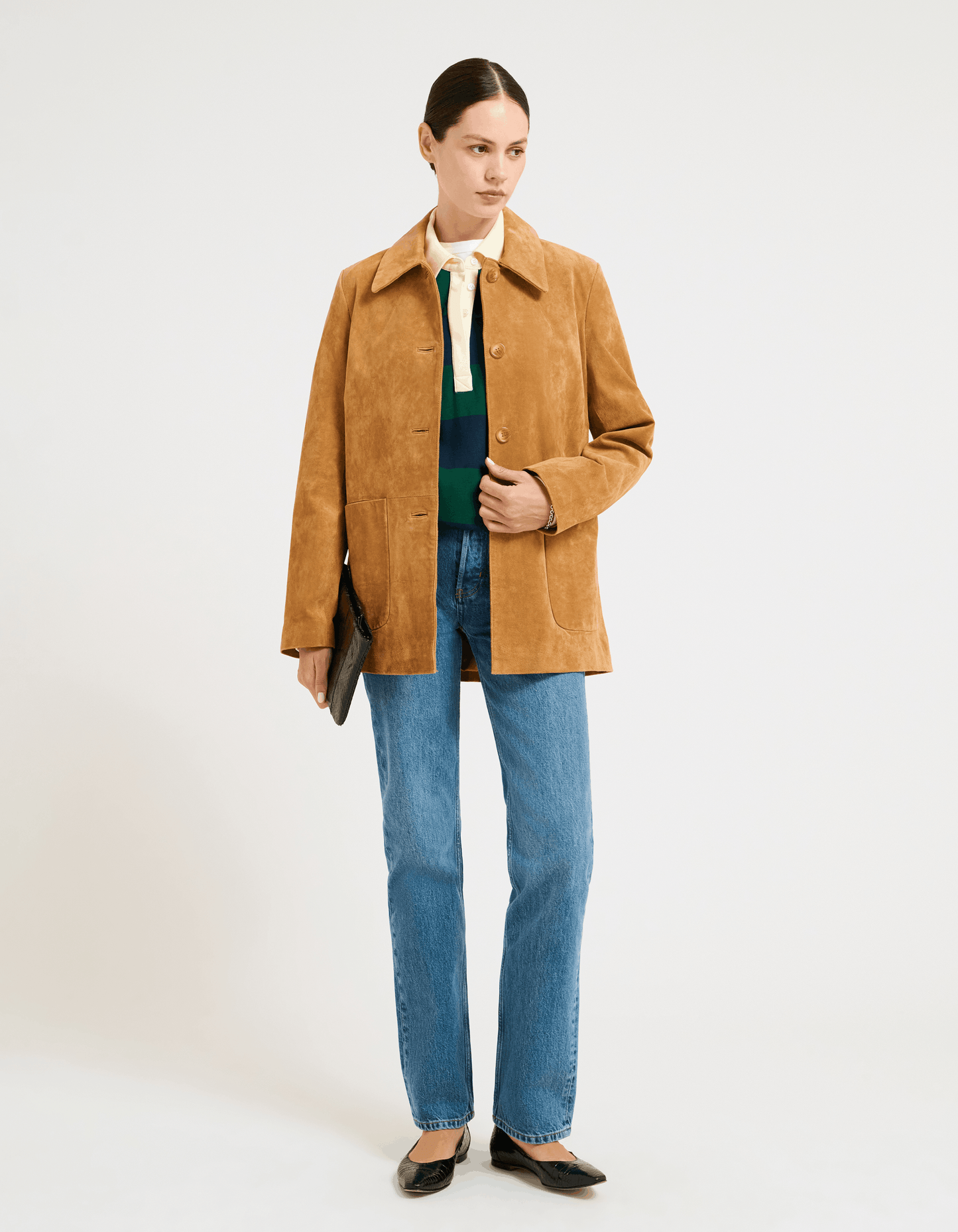 Genuine suede, Button up front Suede Jacket with Chore pockets, Boxy fit