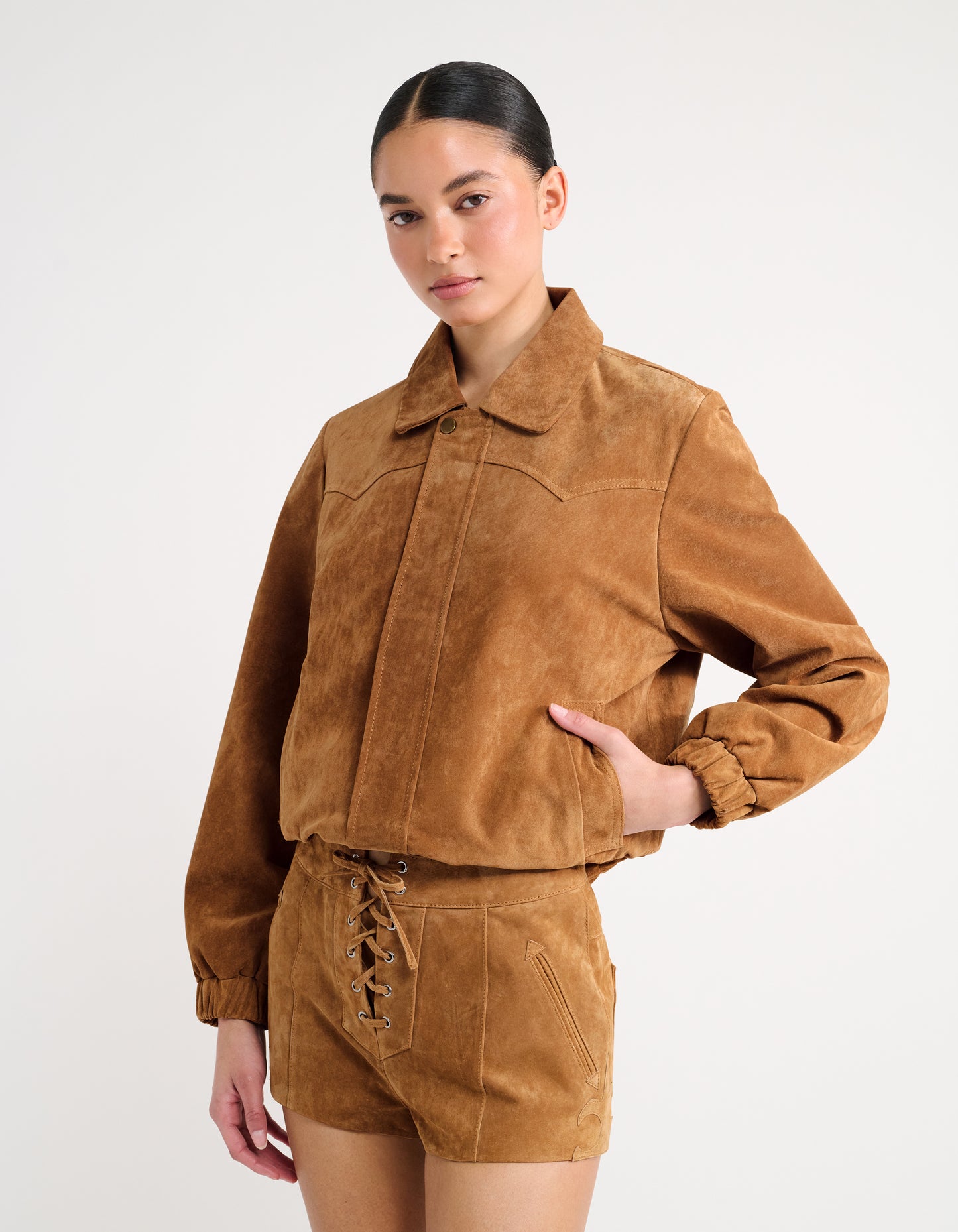 Preston Bomber in Saddle Suede