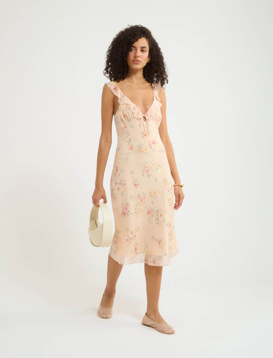 Butterfly Midi Dress Blush | Whisper Floral - Midi Dress