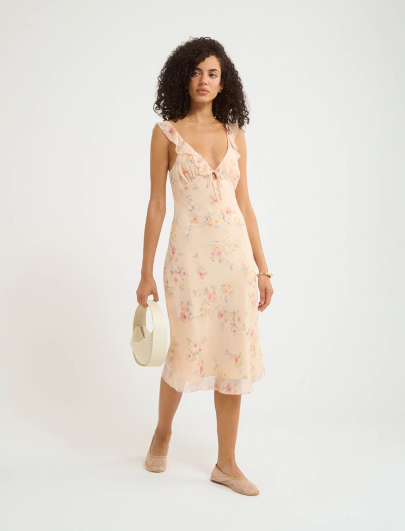 Butterfly Midi Dress Blush | Whisper Floral - Midi Dress