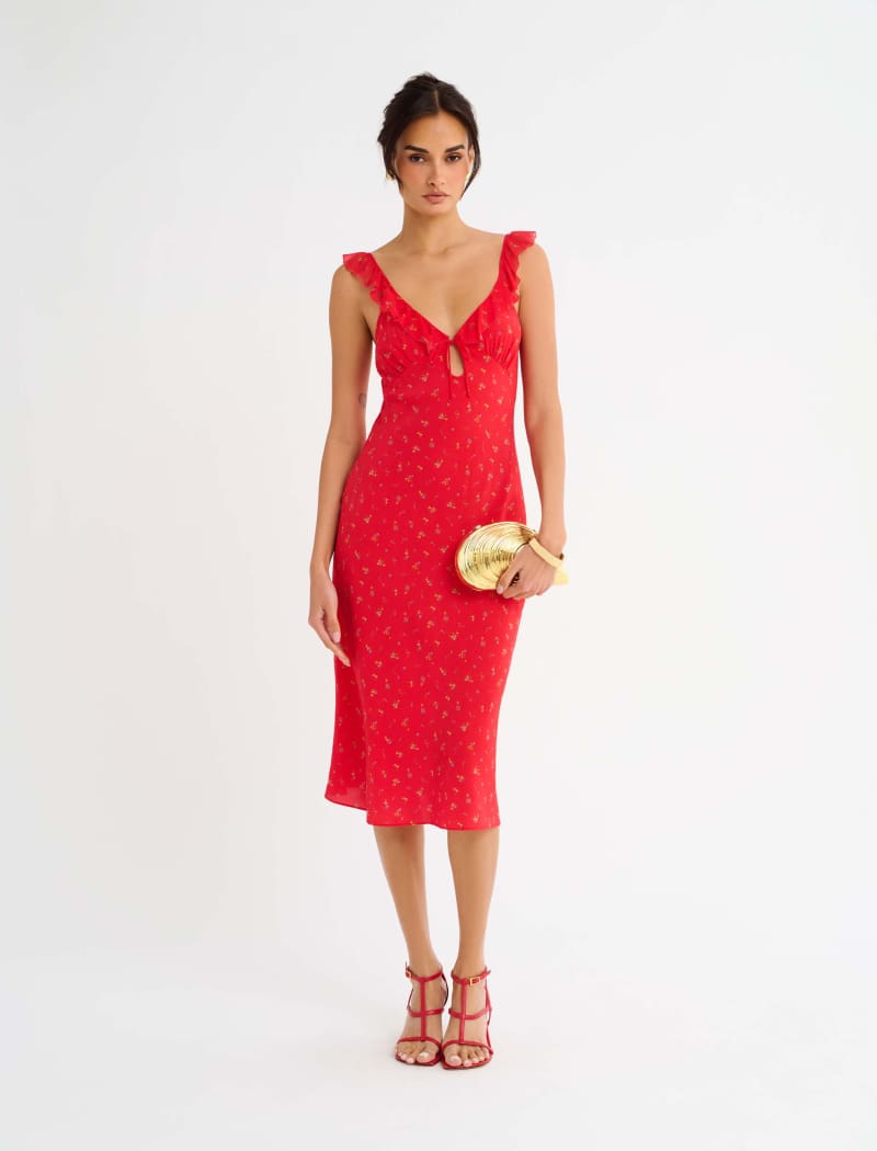 Butterfly Midi Dress in Coral Meadow | Shop Women's Summer Dresses Rumored Butterfly Midi Dress in Coral Meadow | Shop Women's Summer Dresses Rumored