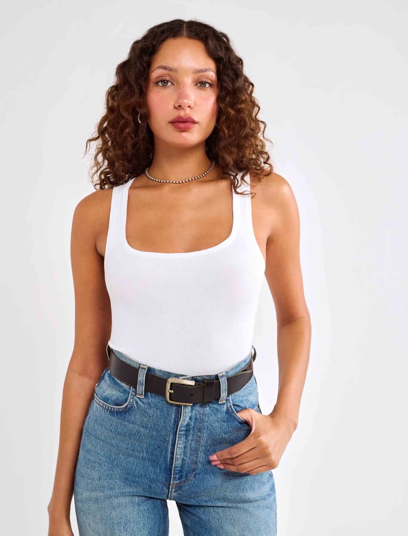 Classic Ribbed Tank | White - Camis and Tanks