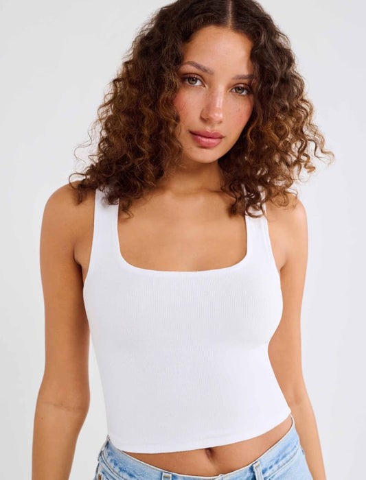Classic Ribbed Tank | White - Camis and Tanks
