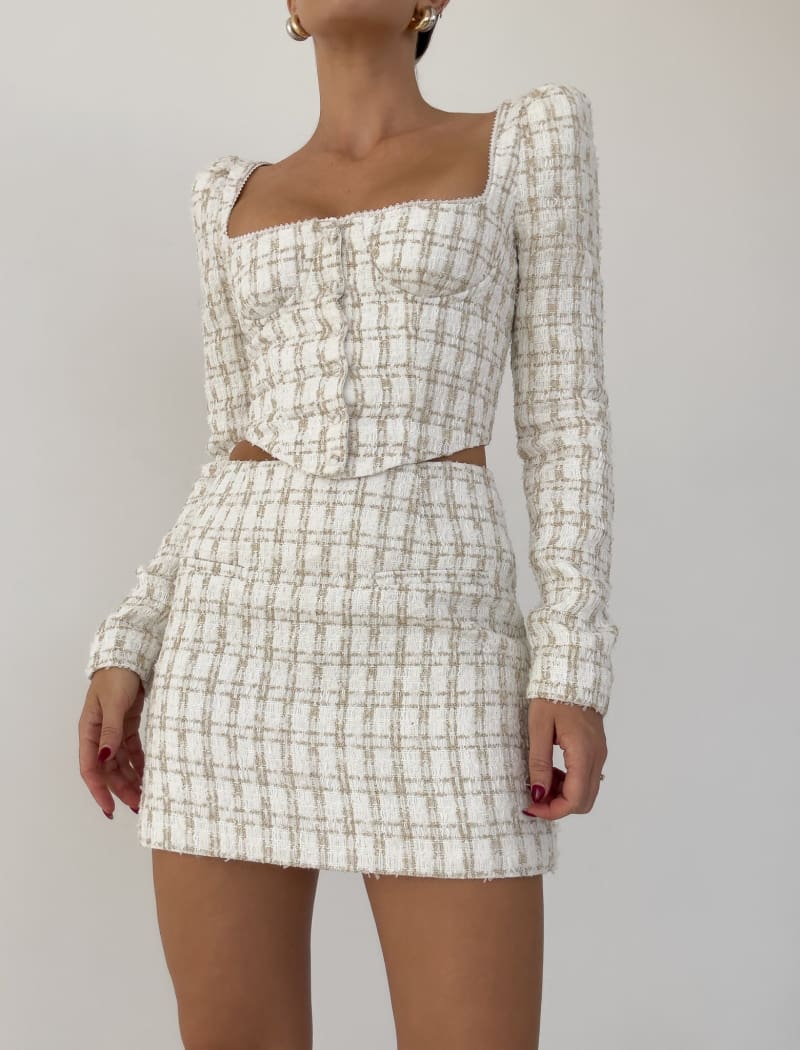Coco Mini Skirt | Pearl Shimmer Tweed