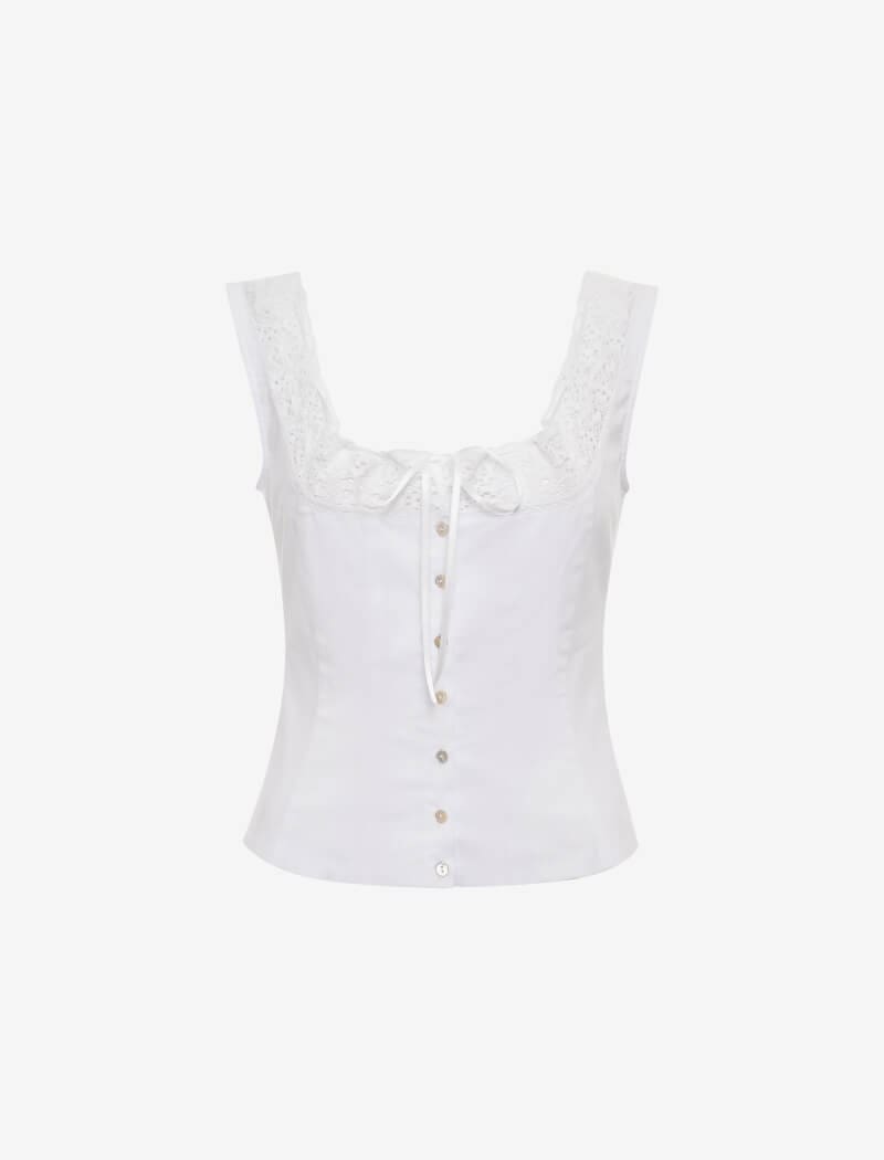 Decolletage Top | White - Camis and Tanks