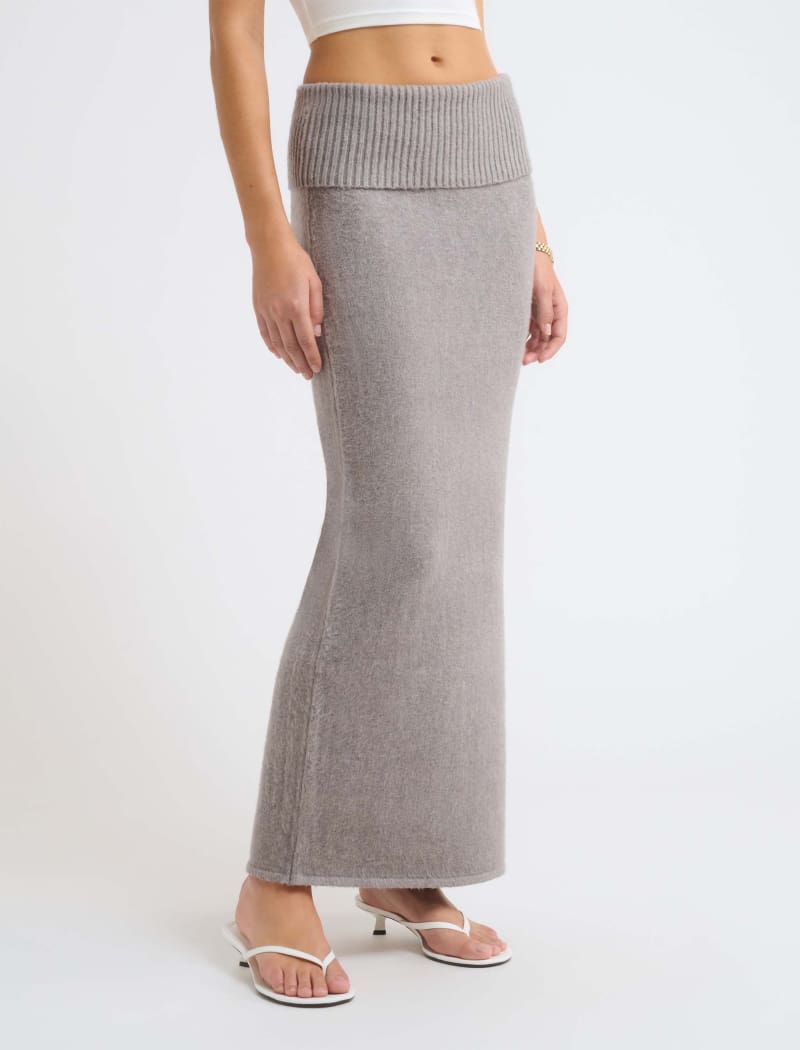 Fairfield Foldover Maxi Skirt | Heather Grey - Maxi Skirt