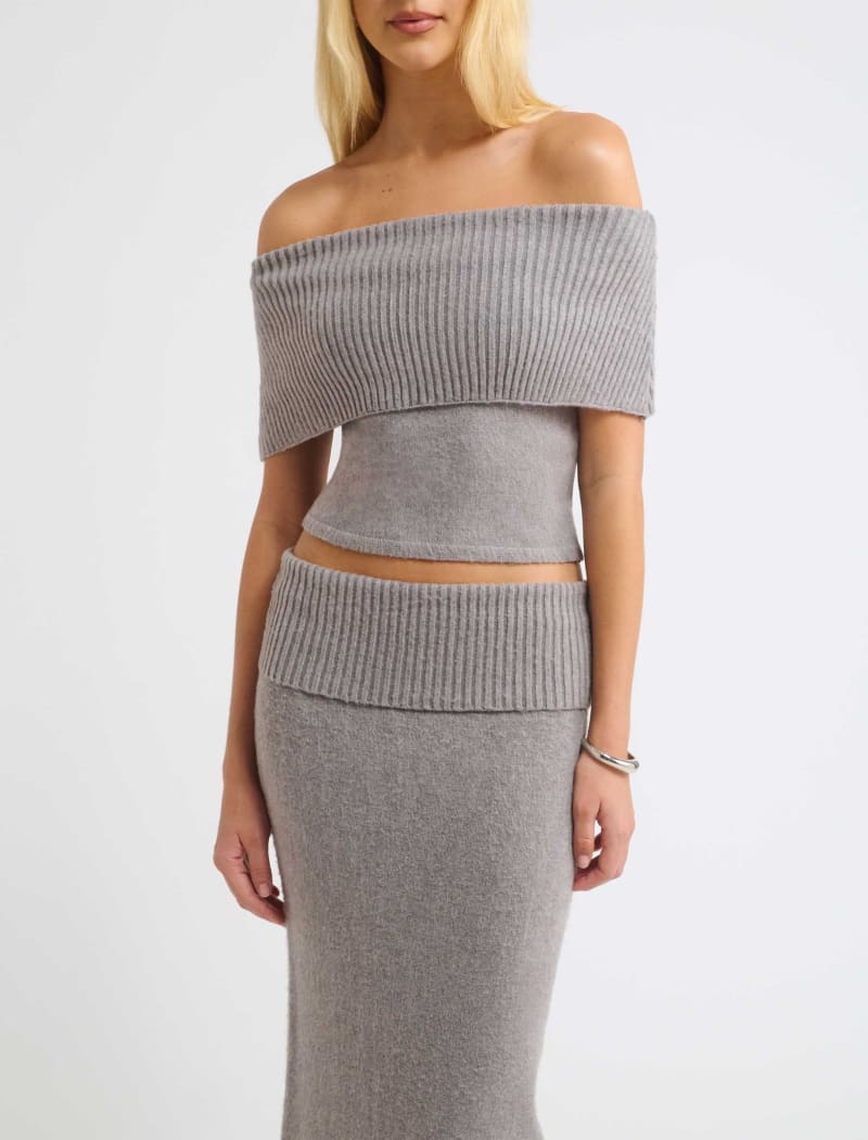 Fairfield Foldover Top | Heather Grey - Off-the-Shoulder Top
