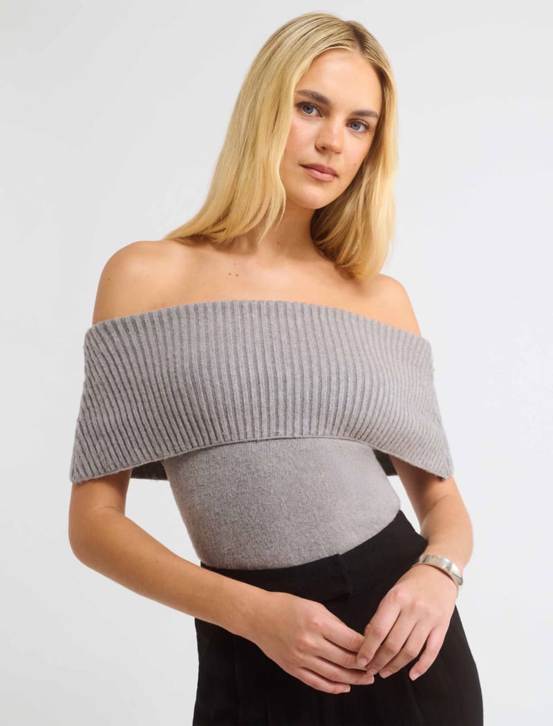 Fairfield Foldover Top | Heather Grey - Off-the-Shoulder Top