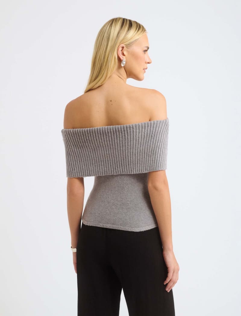 Fairfield Foldover Top | Heather Grey - Off-the-Shoulder Top