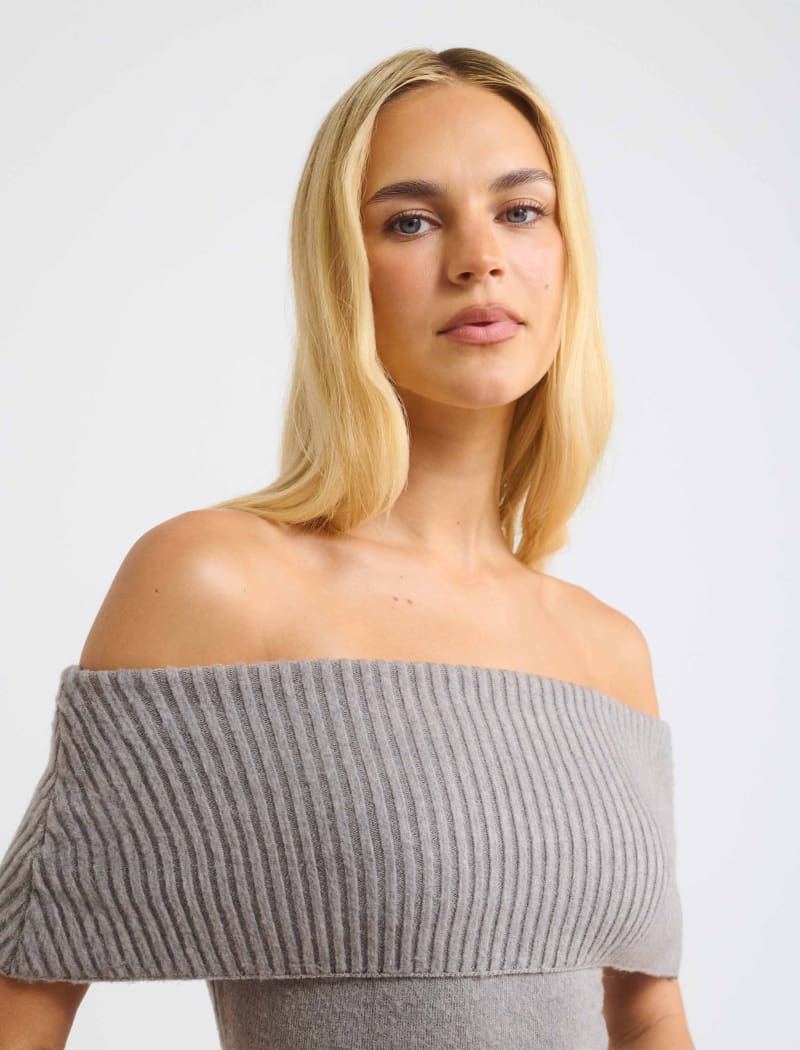 Fairfield Foldover Top | Heather Grey - Off-the-Shoulder Top