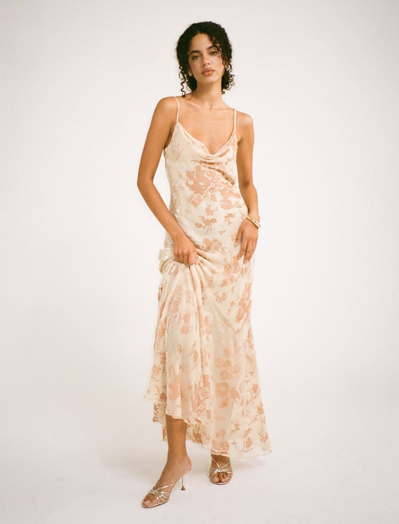 Santeria Maxi Dress | Blush Devore - Maxi Dress