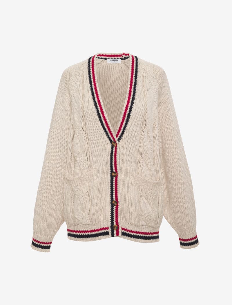 Scholar Cardigan | Cream Stripe - Cardigan