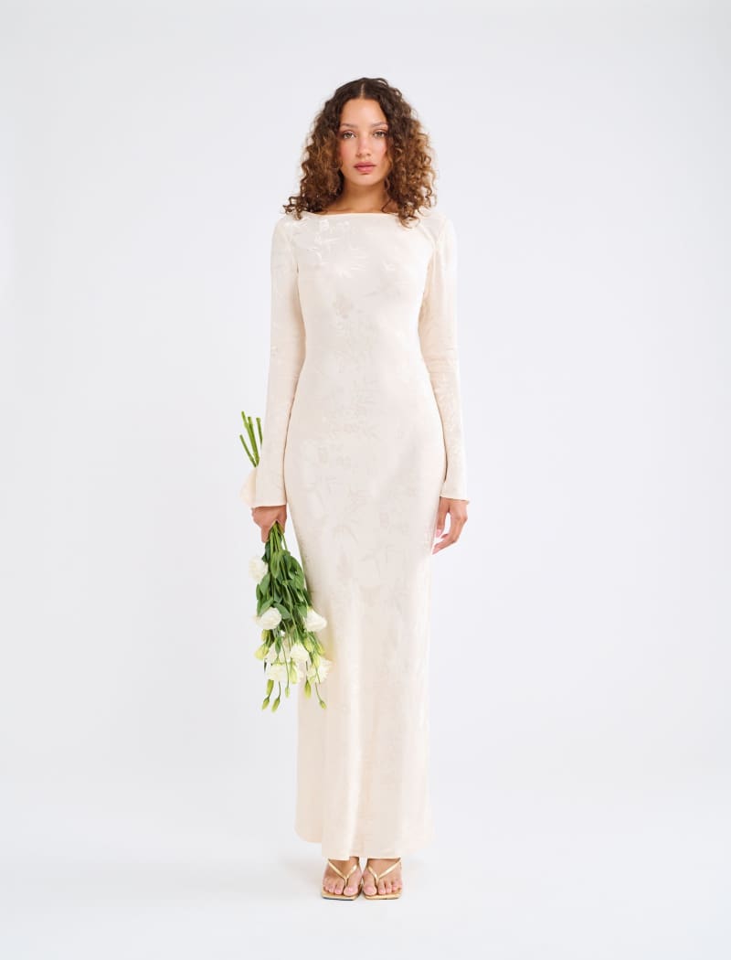 Sweet Talker Maxi Dress | Ivory Jacquard - Maxi Dress