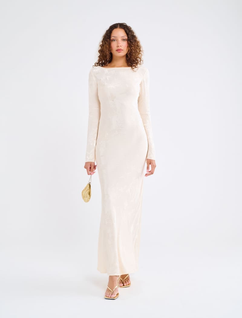 Sweet Talker Maxi Dress | Ivory Jacquard - Maxi Dress