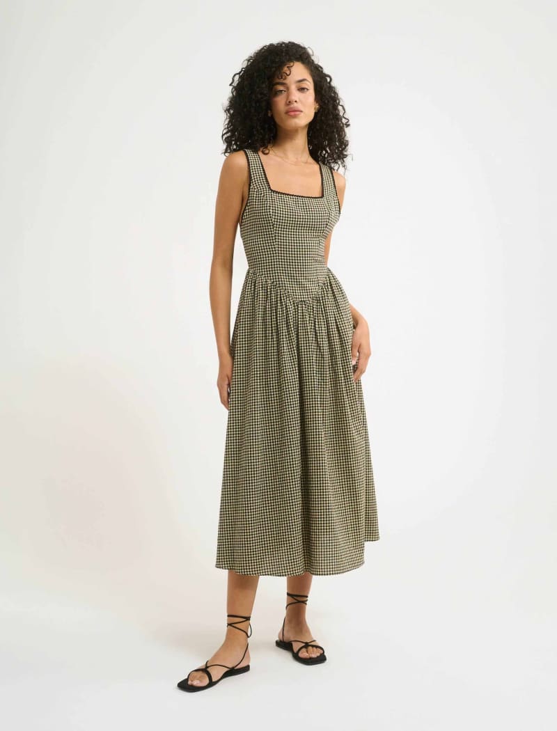 Toulouse Midi Dress | Black Gingham - Midi Dress