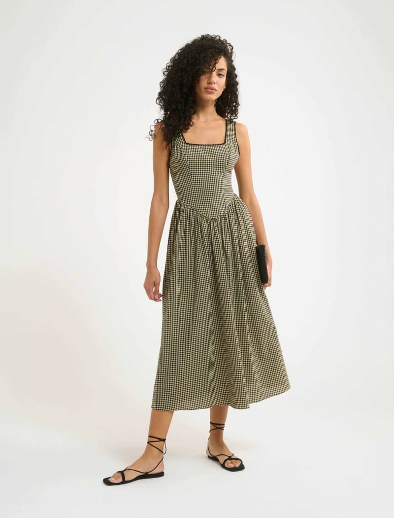Toulouse Midi Dress | Black Gingham - Midi Dress