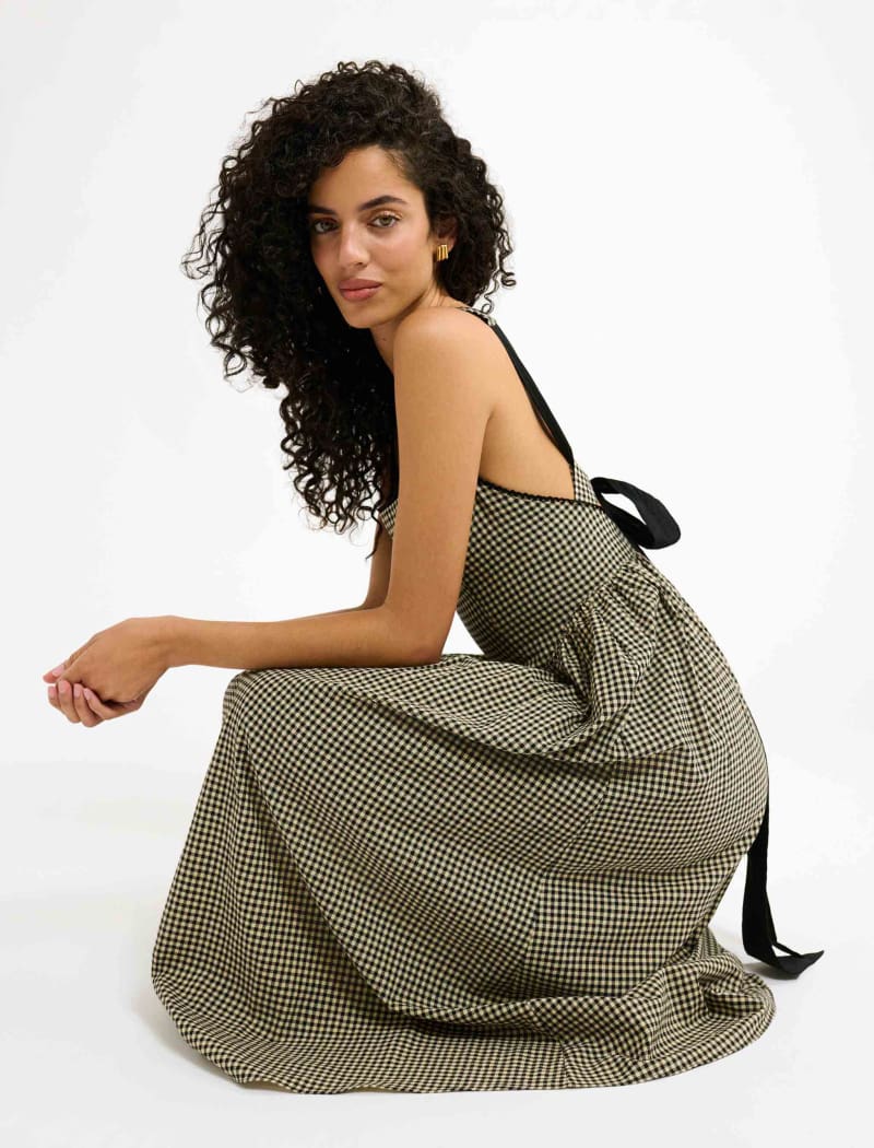 Toulouse Midi Dress | Black Gingham - Midi Dress
