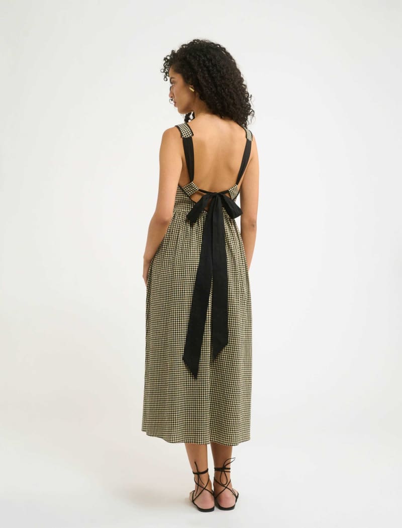 Toulouse Midi Dress | Black Gingham - Midi Dress
